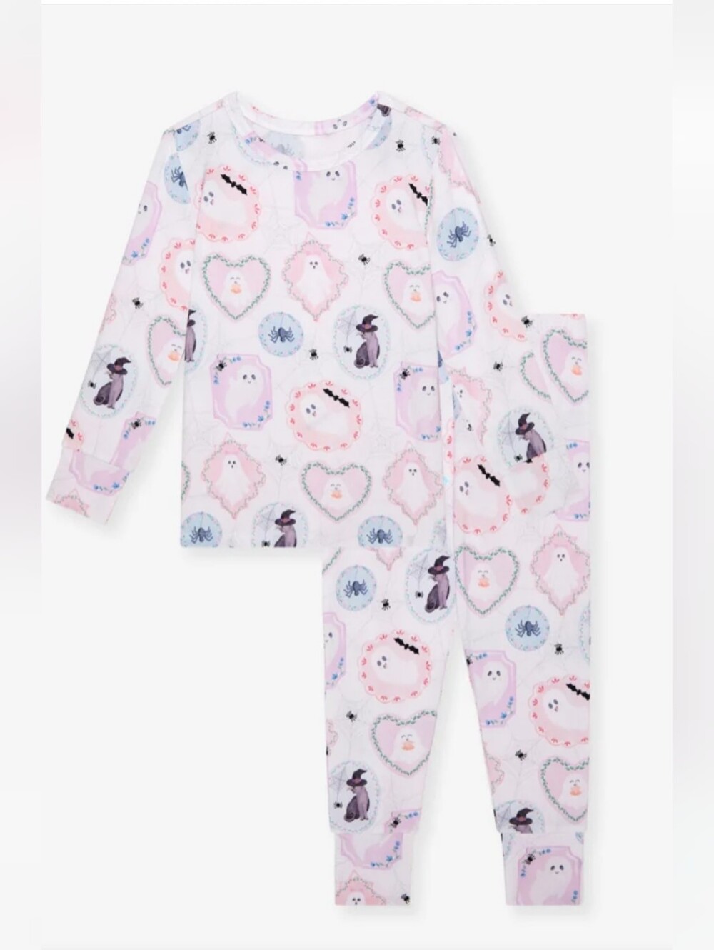 Posh Peanut Kids Pink Ghost & Cat Print Pajama Set